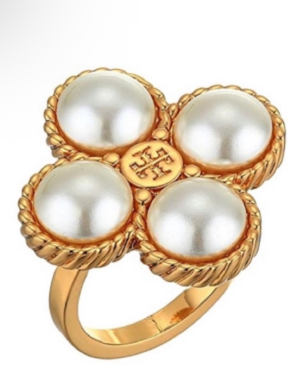 Tory Burch • Clover Flower Pearl Ring NEW $128